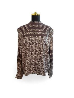 FRNCH Paris Gyliane Blouse in Black sz Large